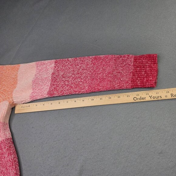 Talbots Sweater Womens Large Pink Orange Ombre Stripe Knit Pima Cotton Colorful - Picture 8 of 10